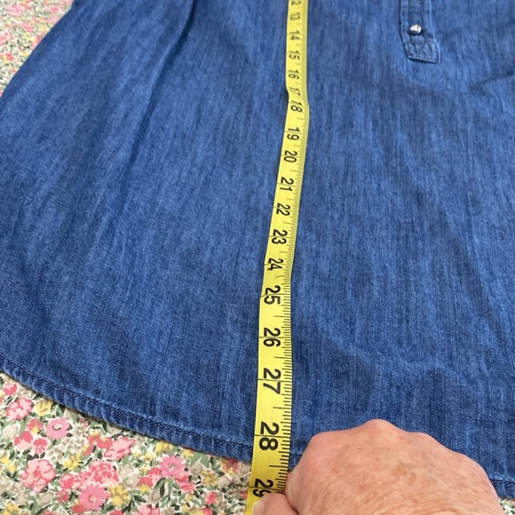 Talbots 1X denim shirt with ruffles and diamond like buttons. - Picture 9 of 10